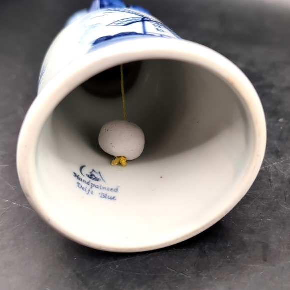 Vintage Hand Painted Delft Blue Dutch Boy Porcelain Bell - 5" Tall - Holland - Picture 7 of 9